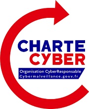 Logo officiel de la charte Cyber, pour la mise en place d’un cadre de cybersécurité vertueux et responsable.