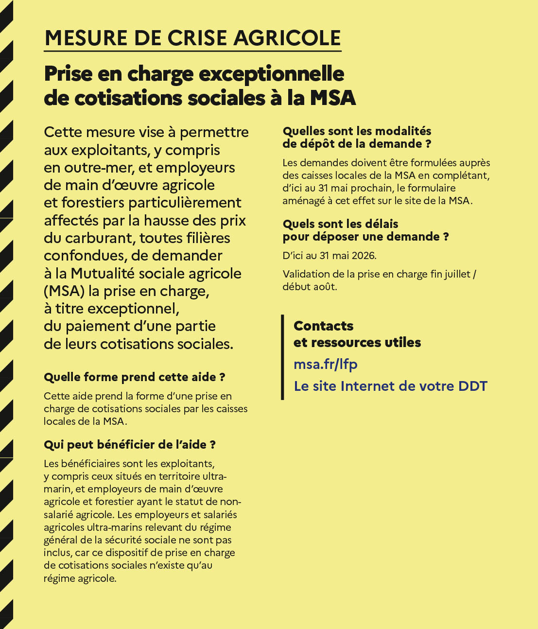 Prise en charge exceptionnelle de cotisations sociales à la MSA