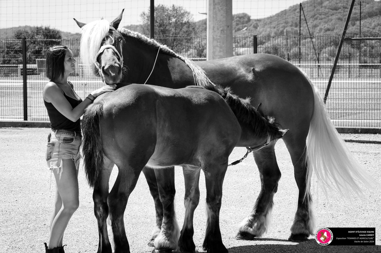 Léonie Carrey, agent d'élevage équin. Photographie réalisée par la commission Femmes et Agriculture de Vache de Salon 2024.