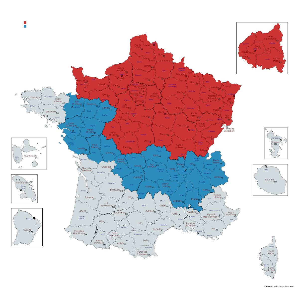 Carte de France présentant la zone vaccinale au 30 aout 2024