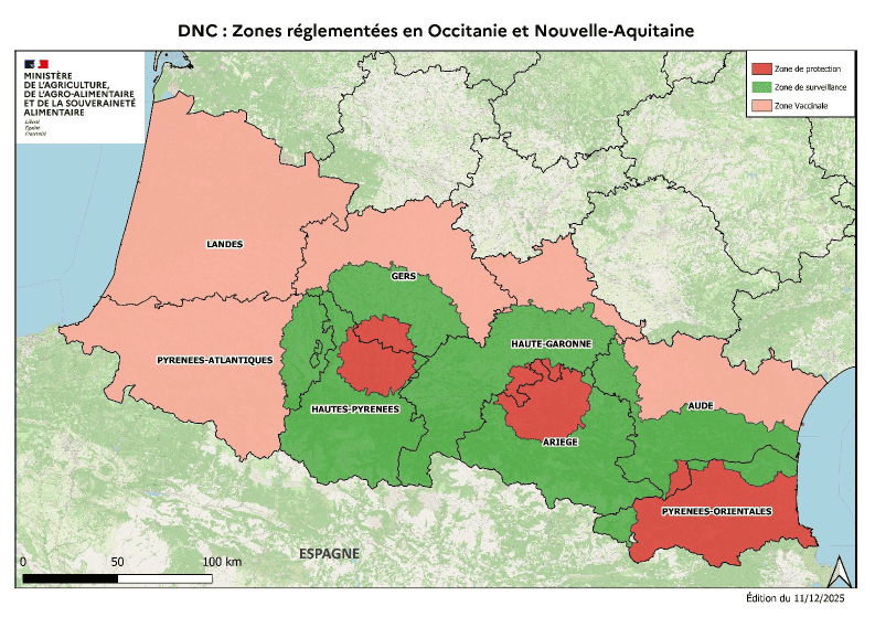 DNC : zones réglementées en Occitanie et Nouvelle-Aquitaine