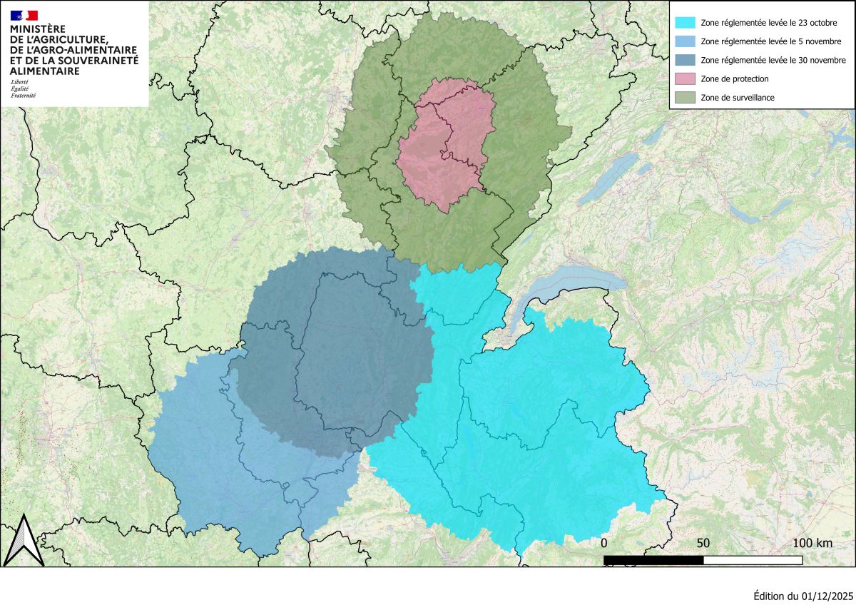 Dermatose nodulaire contagieuse (DNC) : levée d’une troisième zone réglementée
