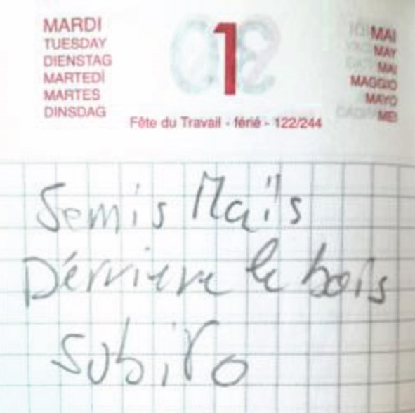 Photographie d’une page de l’agenda d’un éleveur bovin.