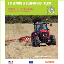 Affiche avec le texte : Programme de developpement rural  FEADER (Fond européen agricole pour le developpement rural)