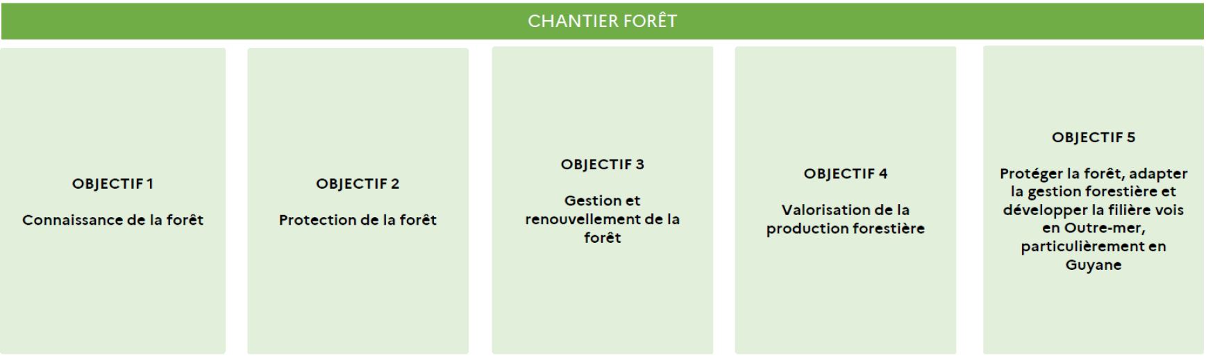 Tableau du chantier Forêt-Bois du ministère