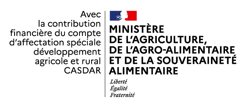 Logo : avec la contribution financière du compte d'affectation spéciale développement agricole et rural casdar Ministère de l'Agriculture, de l'Agro-alimentaire et de la Souveraineté alimentaire