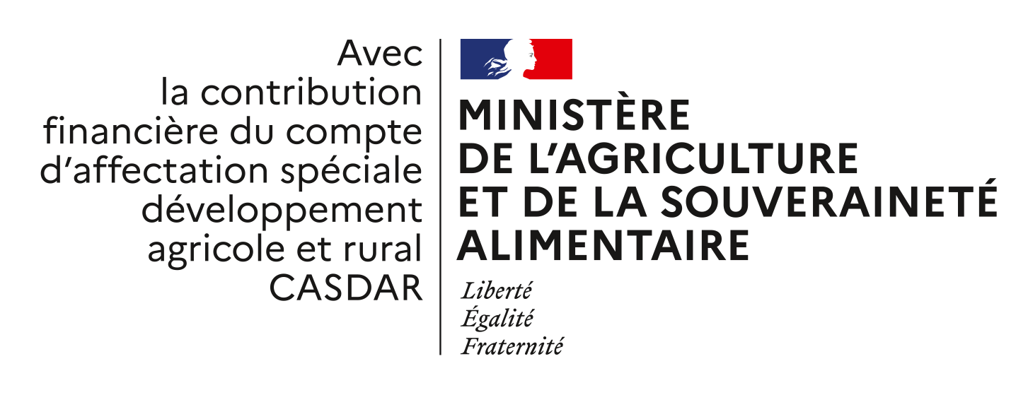 Logo : avec la contribution financière du compte d'affectation spéciale développement agricole et rural casdar Ministère de l'Agriculture et de la souveraineté alimentaire