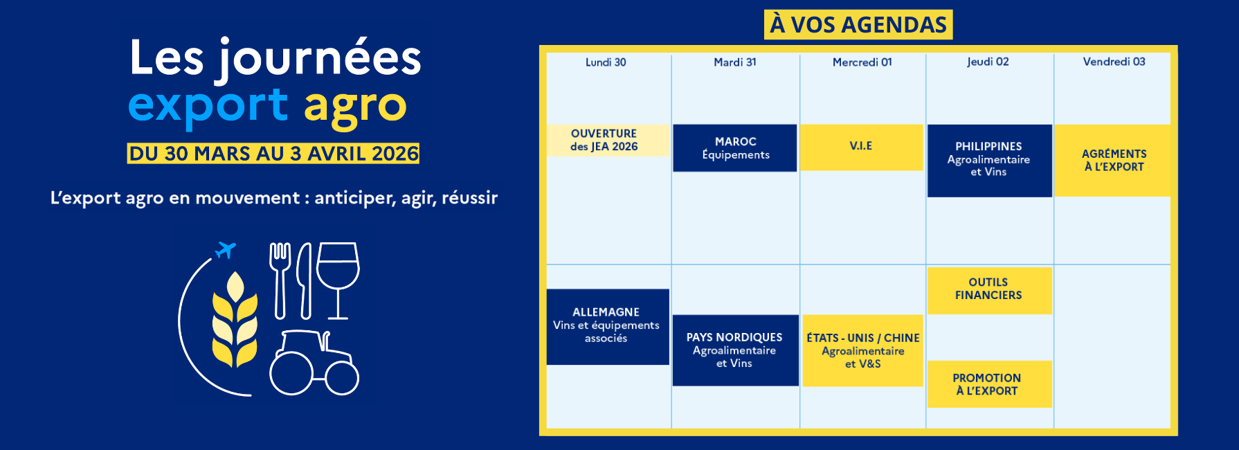Planning des journées export agro 2026