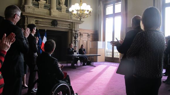 Signature de la convention handicap pluriannuelle par Valérie Metrich-Hecquet et Jean-Charles WATIEZ