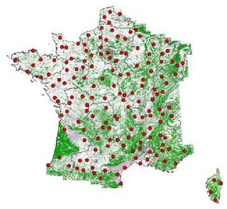 Carte de localisation des 160 pièges de la surveillance entomologique