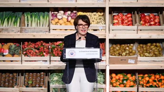 Dicours d'Annie Genevard à l'occasion du  lancement des Conférences de la souveraineté alimentaire, le 8 décembre 2025 à Rungis, voir crédit photo