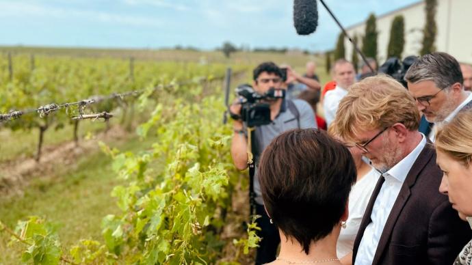 Le 6 juin 2022, Marc Fesneau est auprès des viticulteurs du Sud-ouest après les fortes intempéries du week-end des 4 et 5 juin 2022.