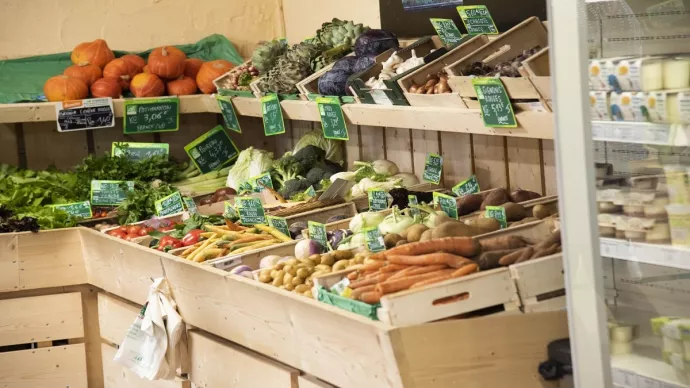 Légumes sur un étal d'un magasin