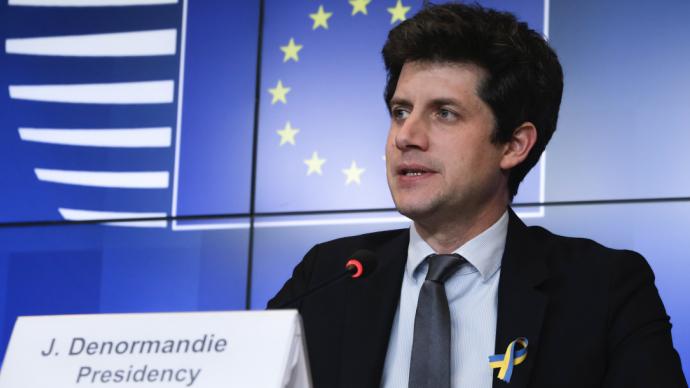 Julien Denormandie minsitre de l'Agricutlure et de l'Alimentation lors du conseil de l'UE du 8 avril 2022