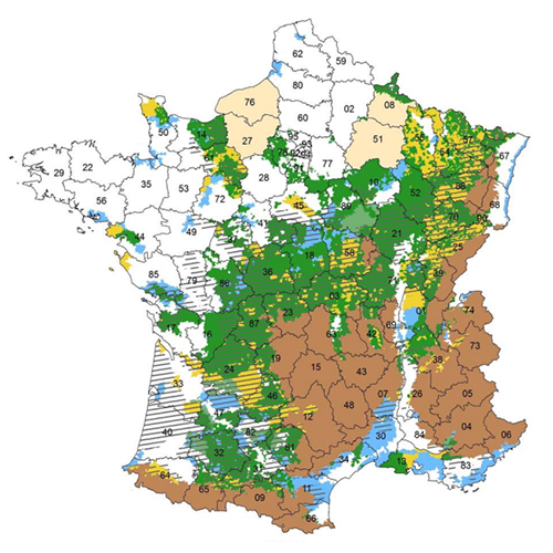 Projet de carte du futur zonage des zones défavorisées simples - Option 1 (PDF, 291.04 Ko)